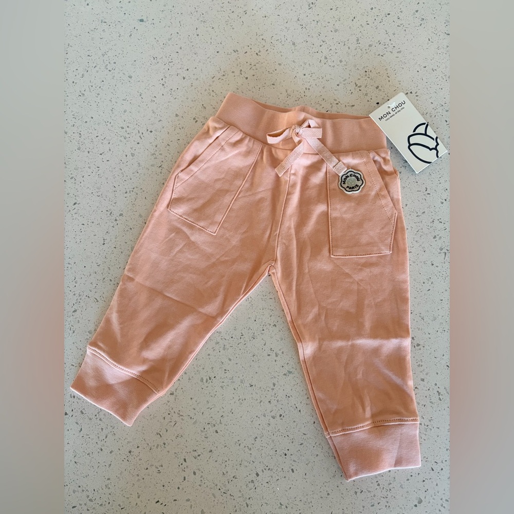 NWT Mon Chou Pink Baby Girl Joggers Pants